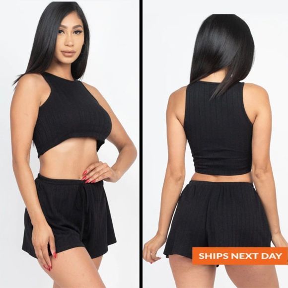 COPY - Cozy Rib-Knit Two Piece Short Set - Short Set - Women's Set - Matching S… - Picture 1 of 6